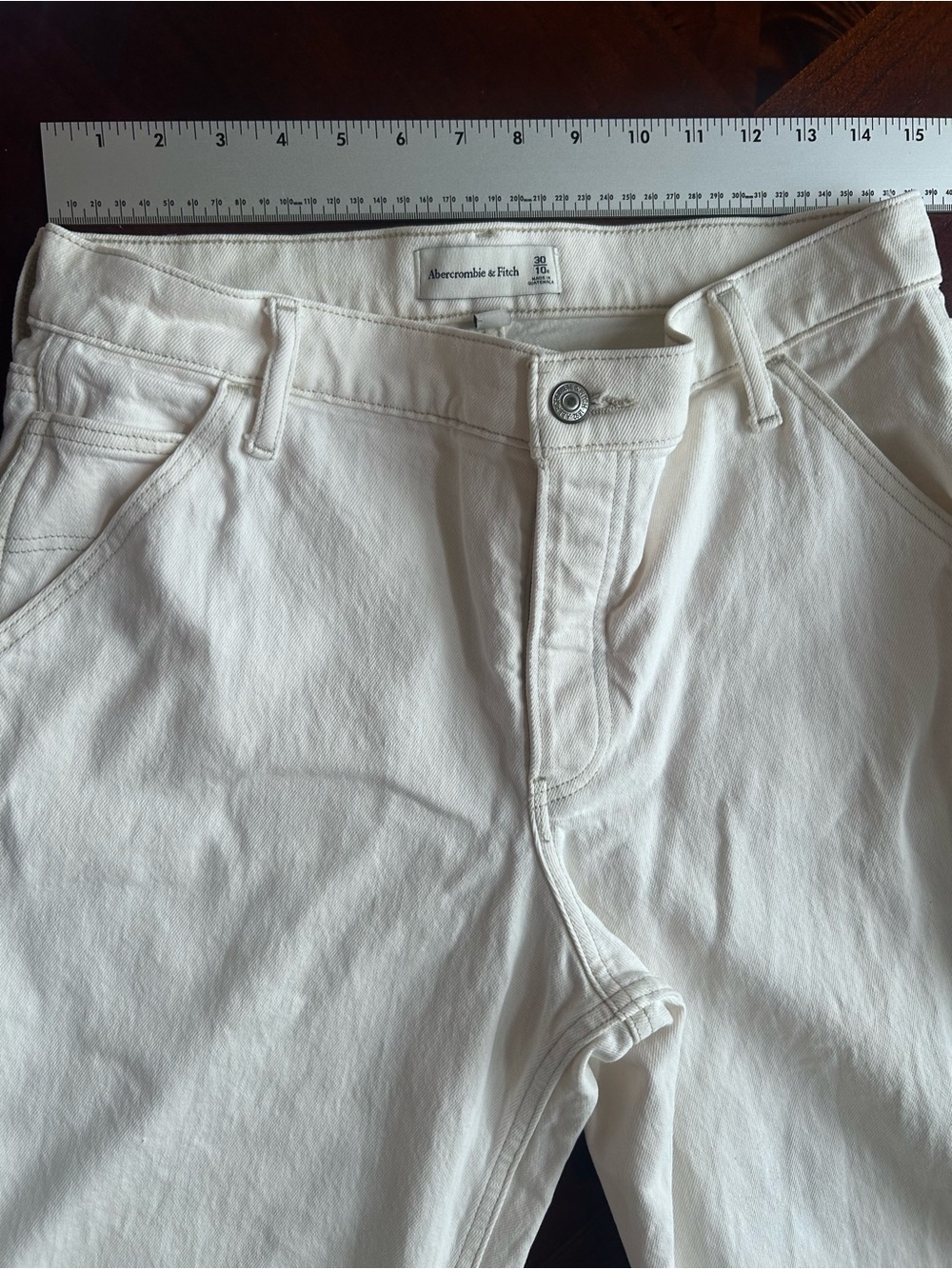 Abercrombie & Fitch Curve Love White Denim Straight High Rise Jeans 30/10R - Picture 6 of 10